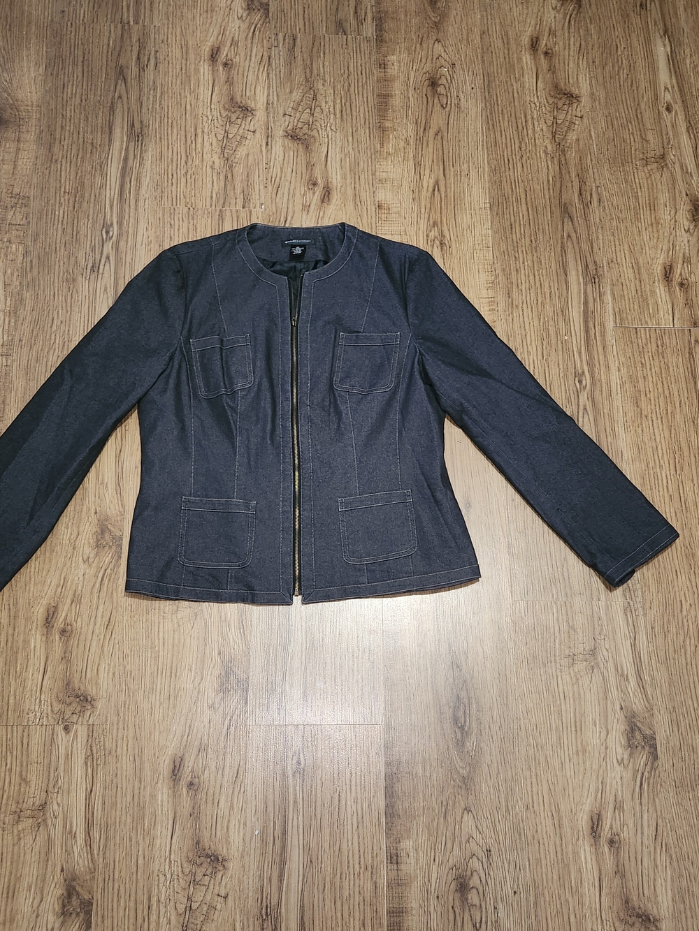Women's Navy Zip-Front Blazer Jacket